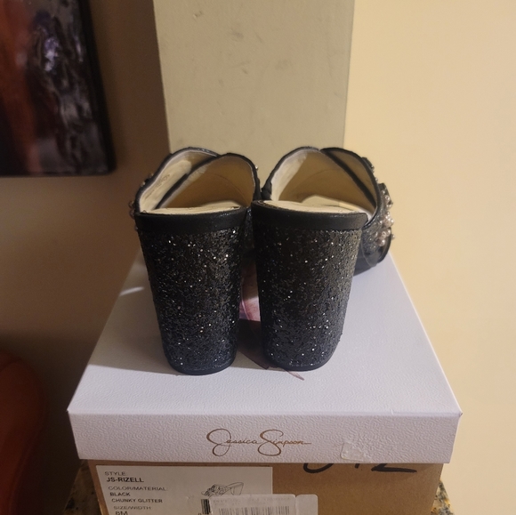 Jessica Simpson RIZELL, Black Sequin and pearl Mule Pumps - Picture 7 of 7